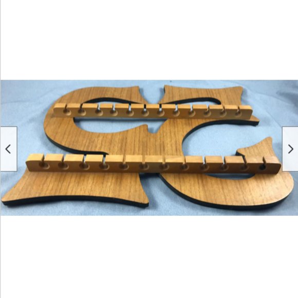 Vtg 25th Anniversary Wood Souvenir 24 Tea Spoon Holder Display Rack Wall Mount - Picture 2 of 7